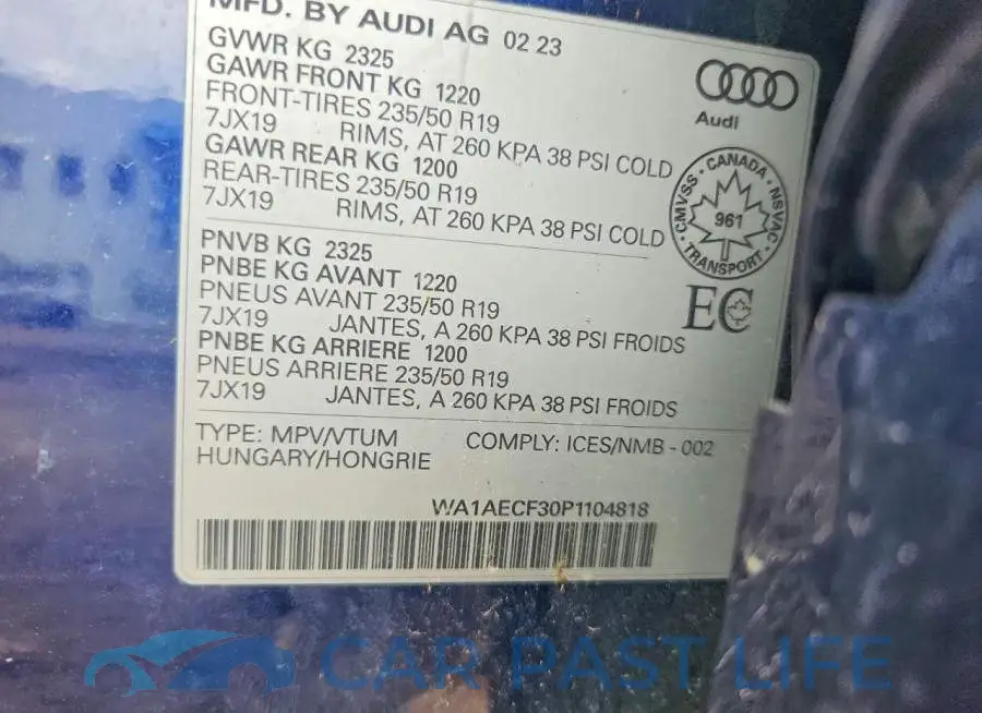 WA1AECF30P1104818# 12
