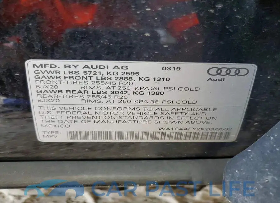 WA1C4AFY2K2089592# 13