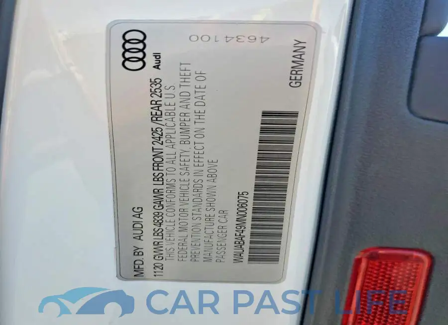 WAUABAF49MN006075# 13