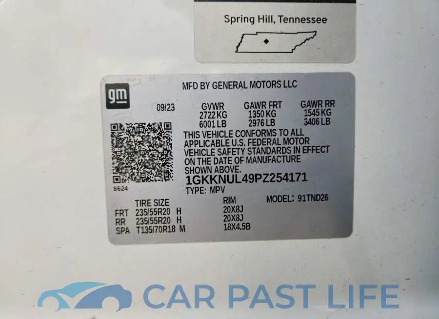 1GKKNUL49PZ254171# 13