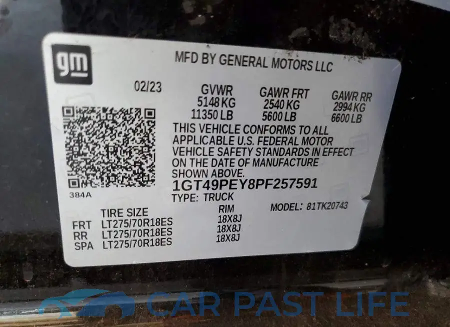 1GT49PEY8PF257591# 12