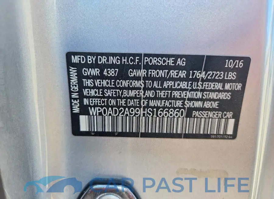 WP0AD2A99HS166860# 12