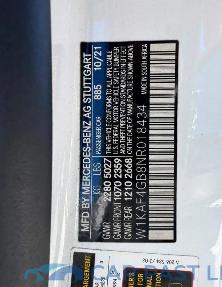 W1KAF4GB8NR018434# 10