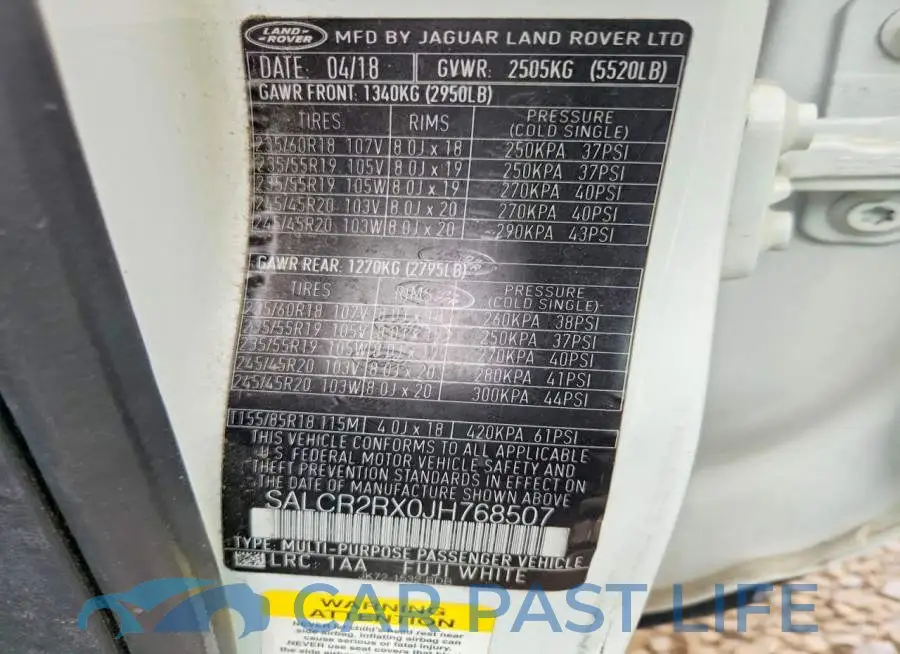 SALCR2RX0JH768507# 13
