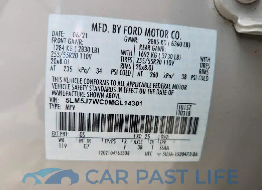 5LM5J7WC0MGL14301# 14