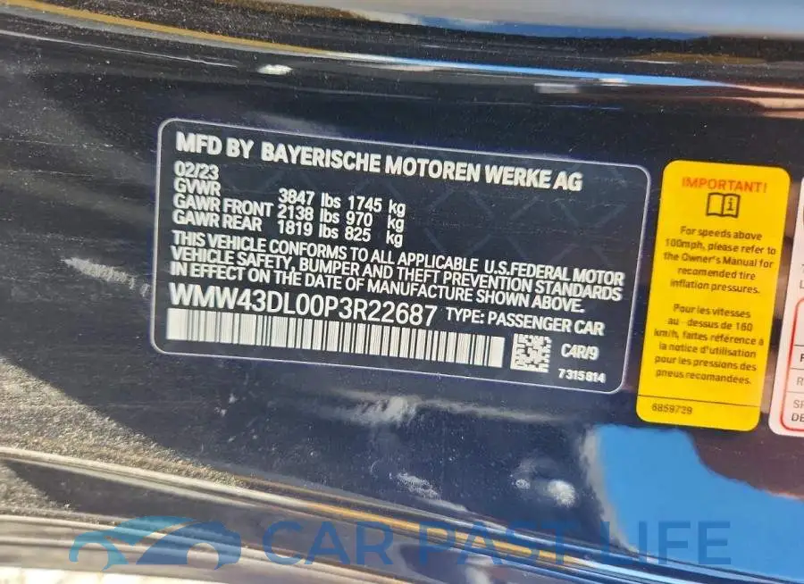 WMW43DL00P3R22687# 13