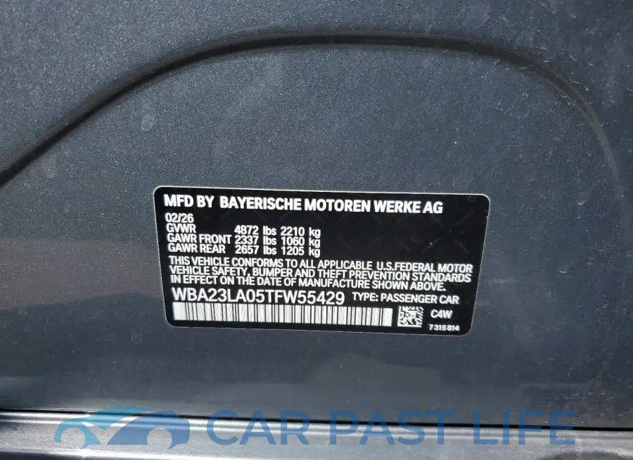 WBA23LA05TFW55429# 12