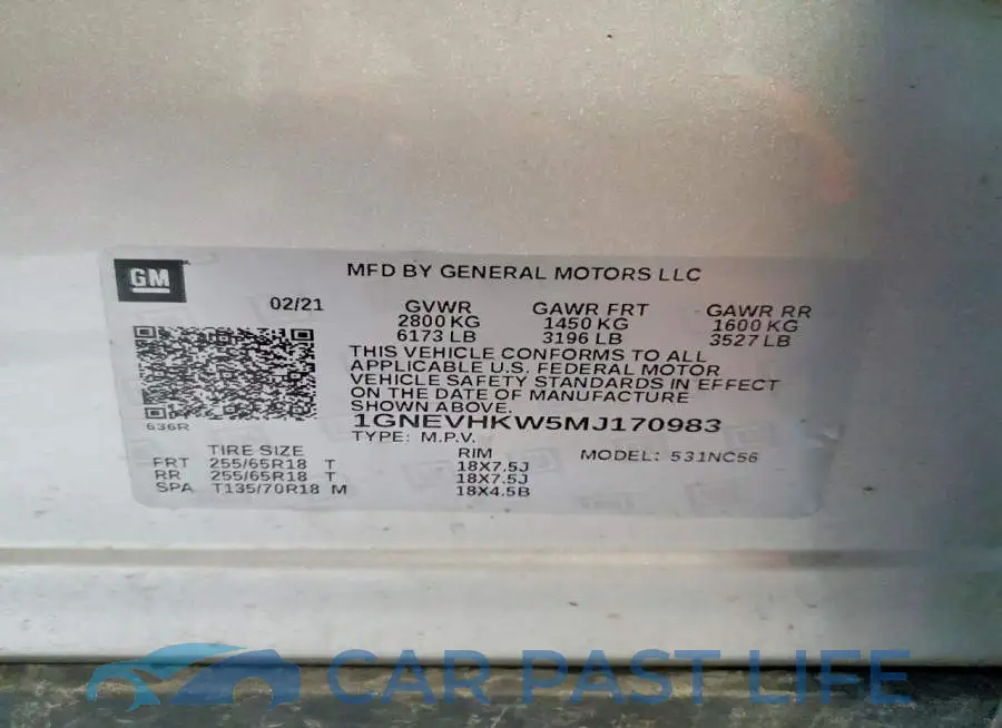1GNEVHKW5MJ170983# 13