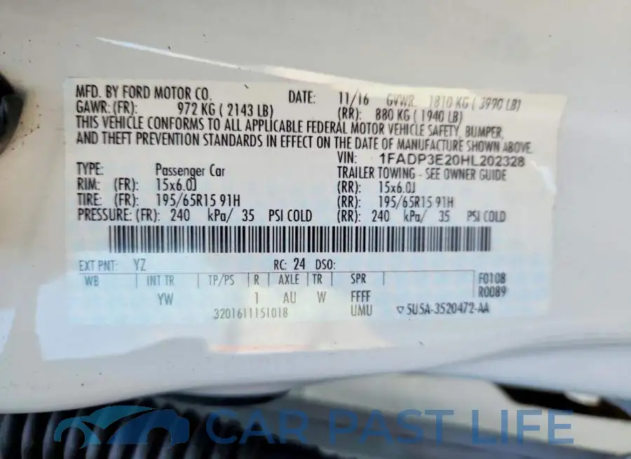 1FADP3E20HL202328# 12