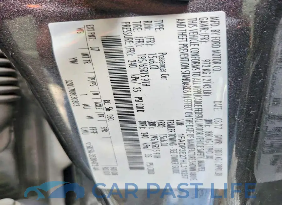 1FADP3E27HL319257# 12