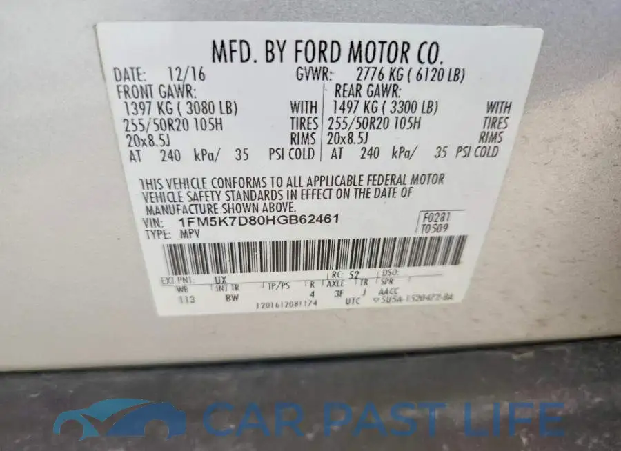1FM5K7D80HGB62461# 12