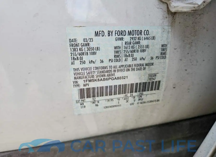 1FM5K8AB6PGA80321# 13