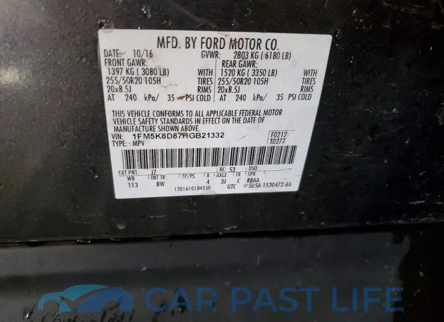 1FM5K8D87HGB21332# 13