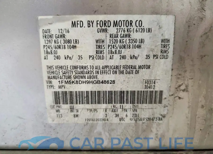 1FM5K8DH9HGB48628# 13