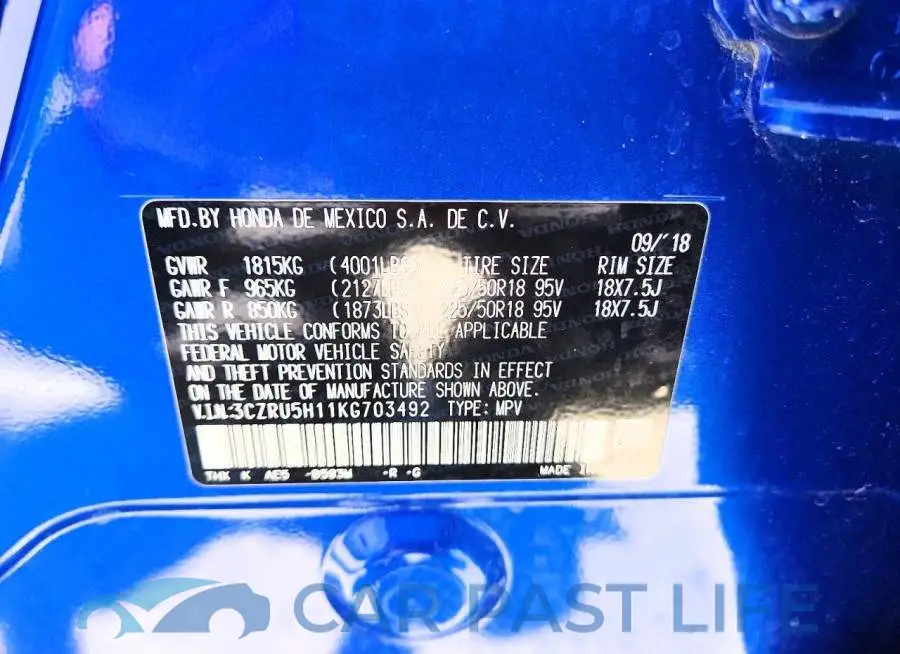 3CZRU5H11KG703492# 12