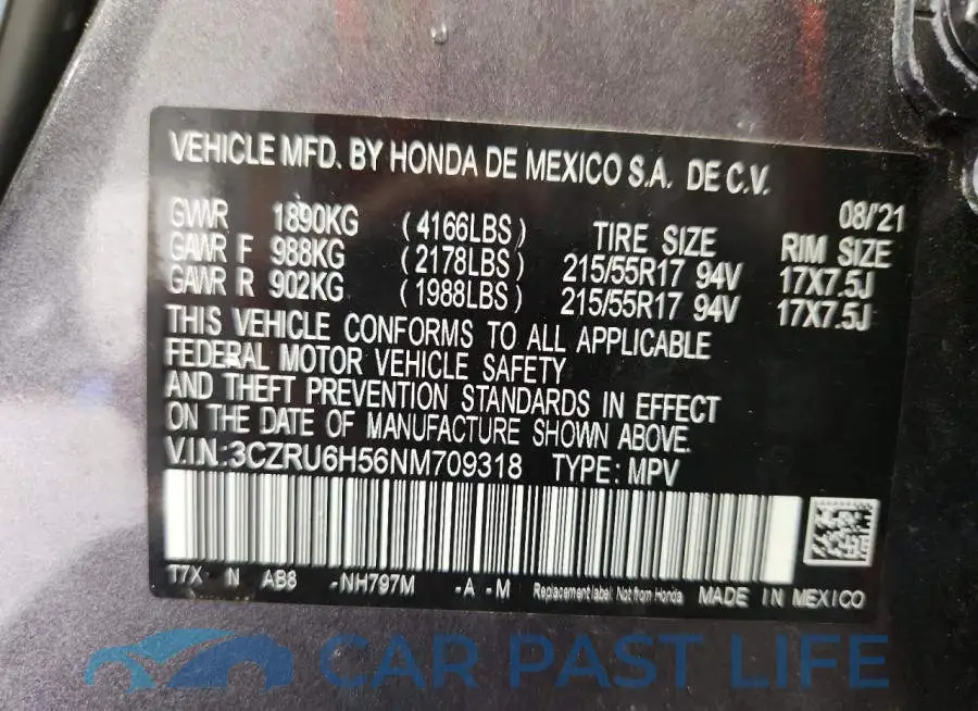 3CZRU6H56NM709318# 13