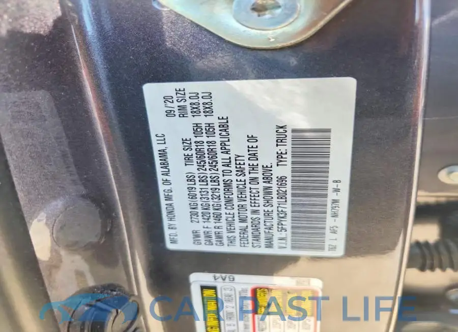 5FPYK3F71LB021696# 13