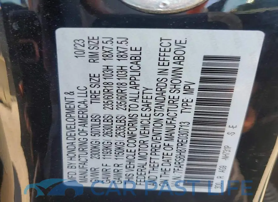 7FARS6H87RE030713# 13