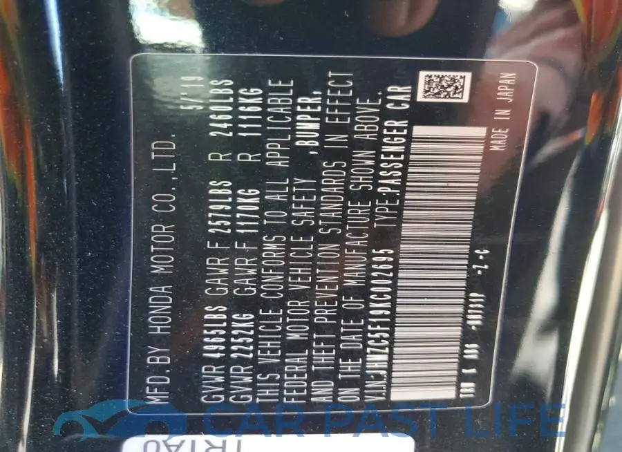 JHMZC5F19KC002695# 13