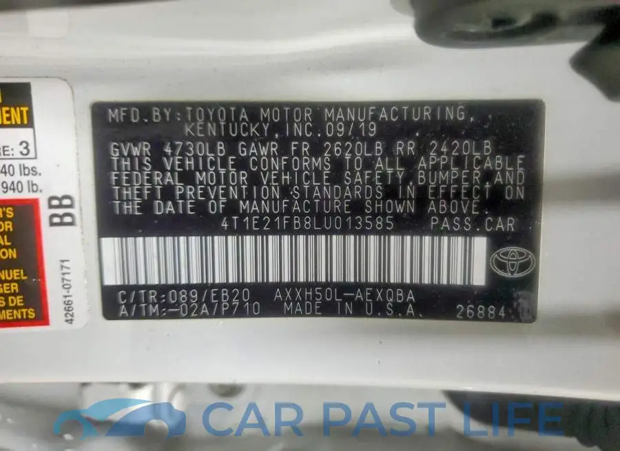 4T1E21FB8LU013585# 12