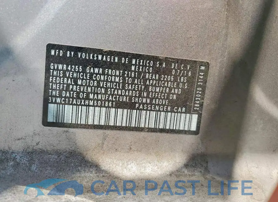 3VWC17AUXHM501861# 13