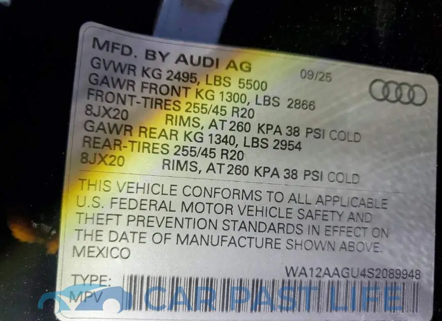 WA12AAGU4S2089948# 14