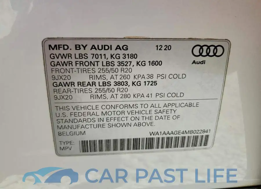 WA1AAAGE4MB022841# 14