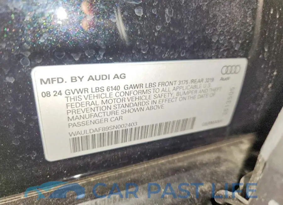 WAULDAF89SN002403# 13