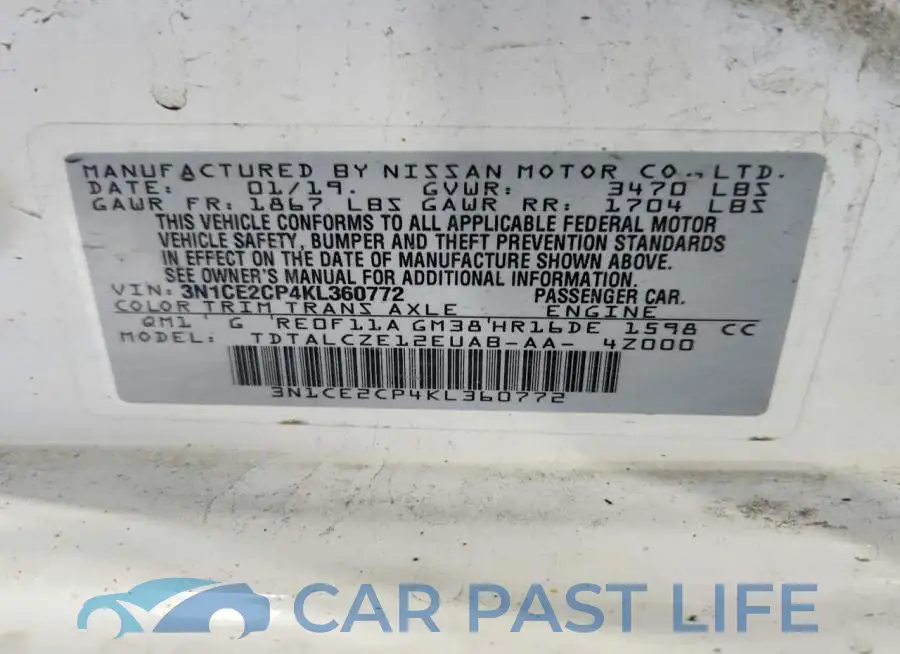 3N1CE2CP4KL360772# 12