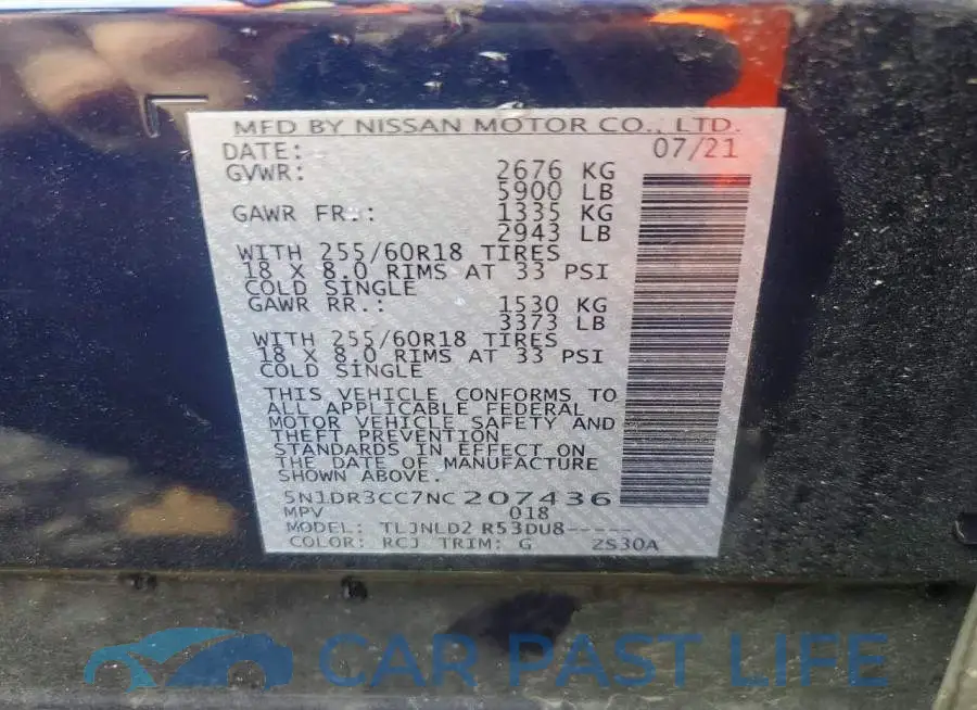 5N1DR3CC7NC207436# 12