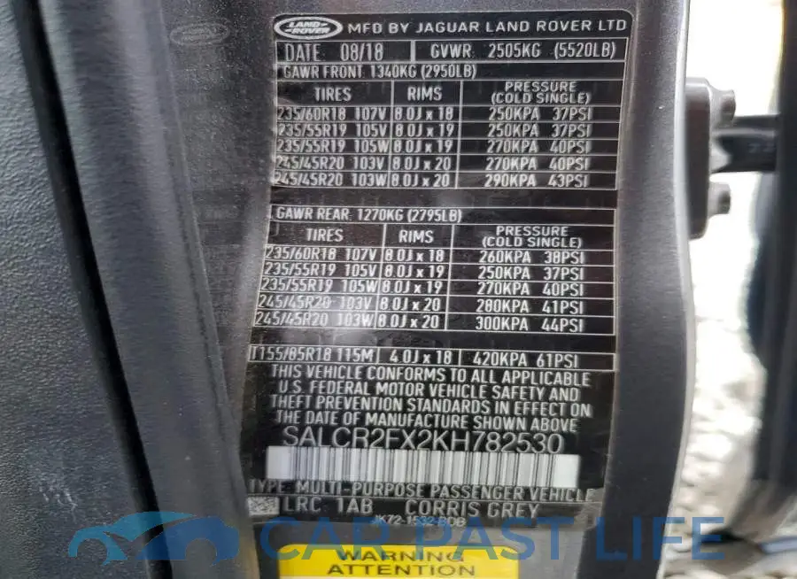 SALCR2FX2KH782530# 13