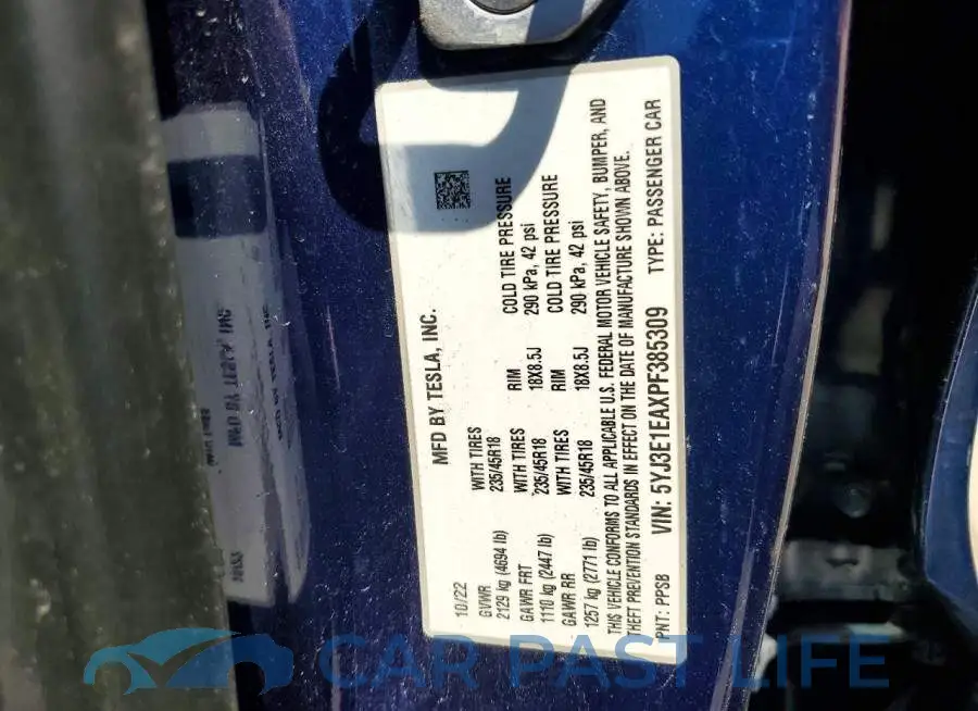5YJ3E1EAXPF385309# 12