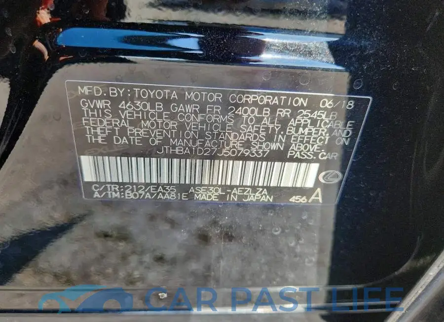 JTHBA1D27J5079337# 12