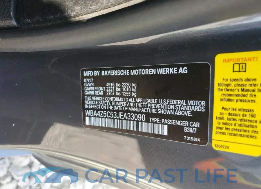 WBA4Z5C53JEA33090# 12