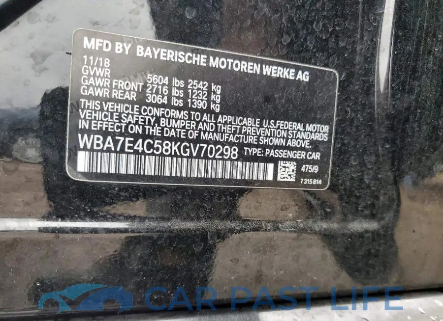 WBA7E4C58KGV70298# 12