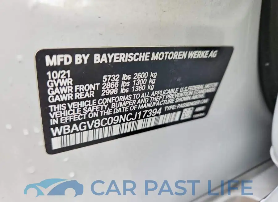 WBAGV8C09NCJ17394# 13