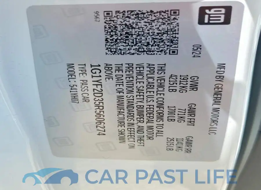 1G1YF2D35R5606274# 12