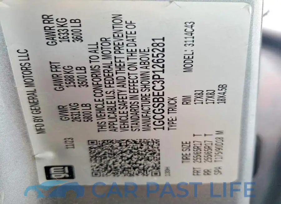1GCGSBEC3P1265281# 13