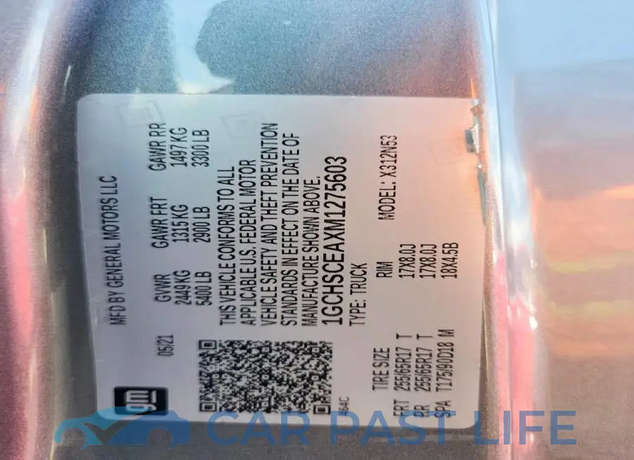 1GCHSCEAXM1275603# 13