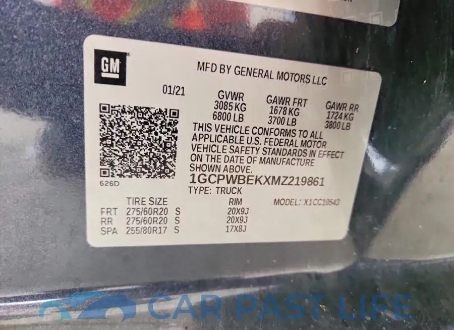 1GCPWBEKXMZ219861# 13