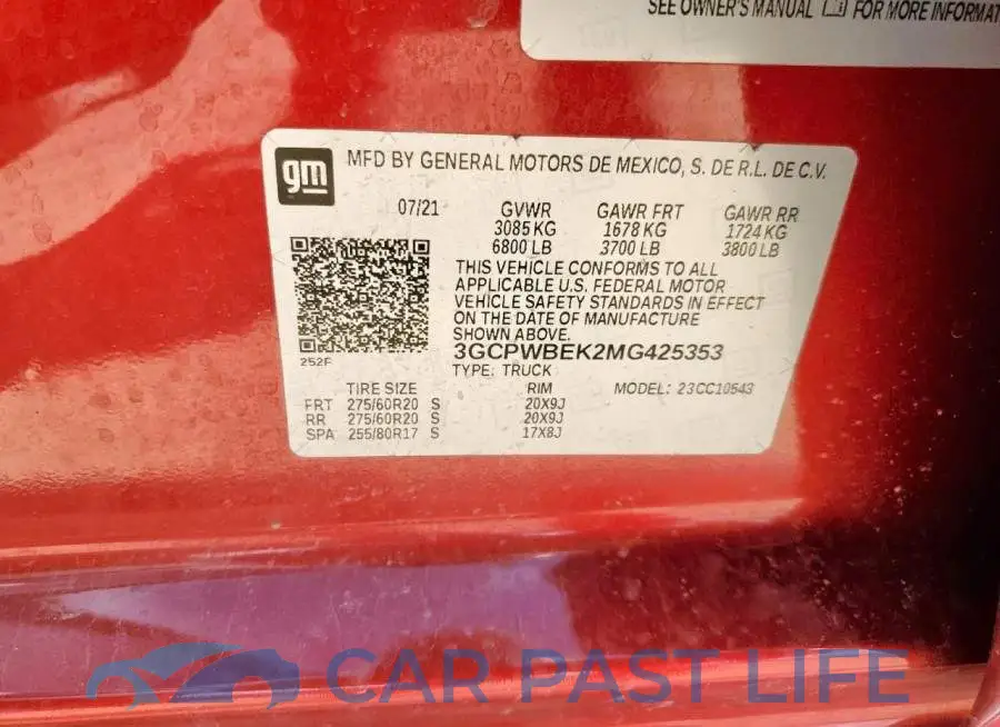 3GCPWBEK2MG425353# 12
