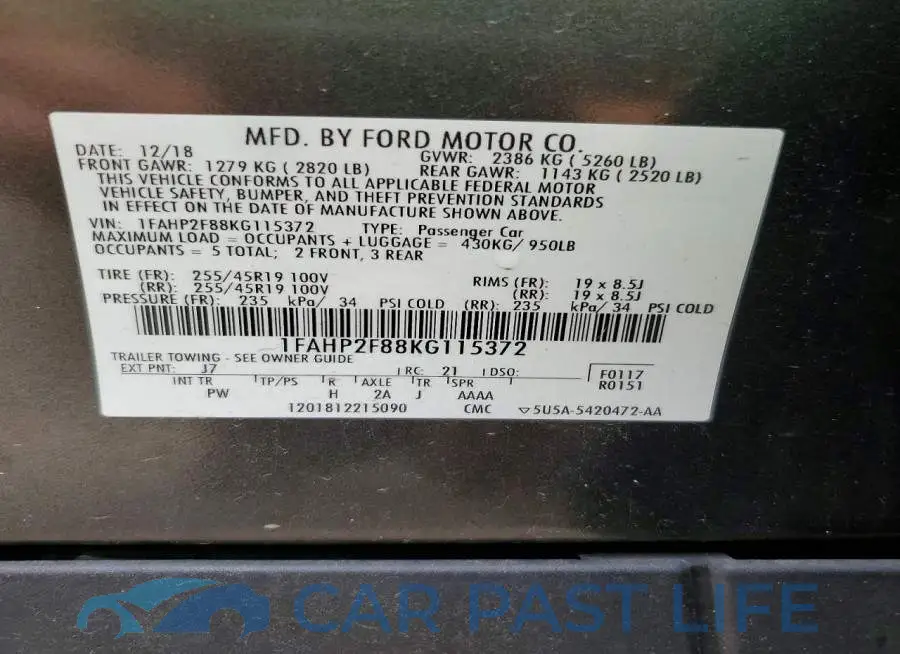 1FAHP2F88KG115372# 12