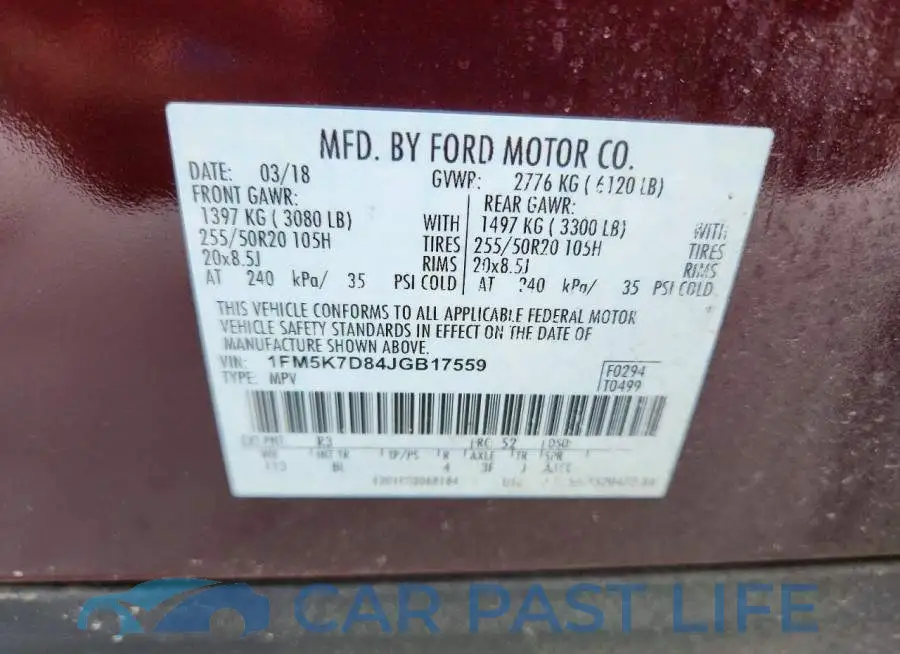 1FM5K7D84JGB17559# 13