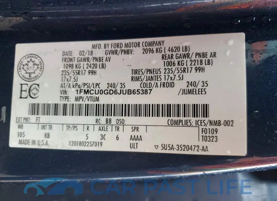 1FMCU0GD6JUB65387# 13