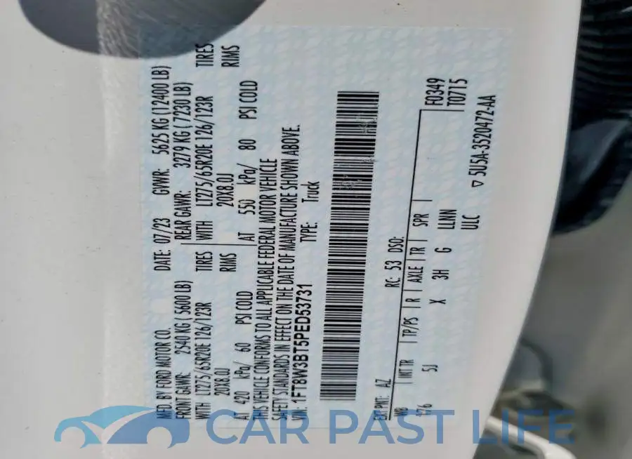 1FT8W3BT5PED53731# 12