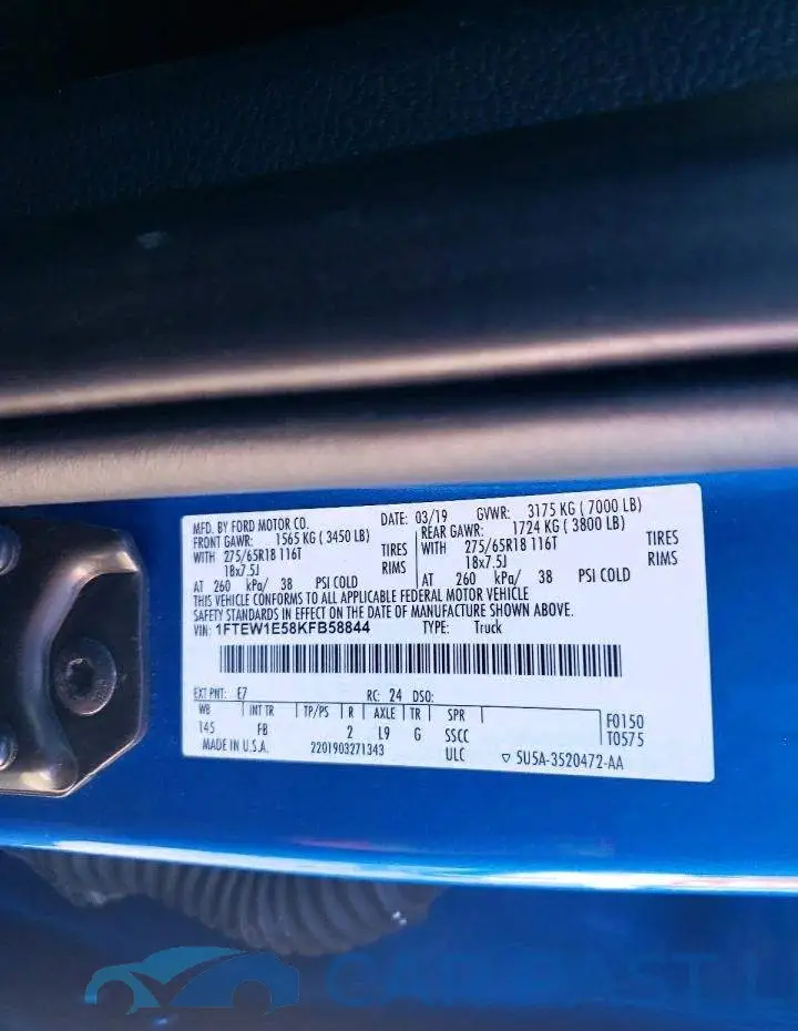 1FTEW1E58KFB58844# 12