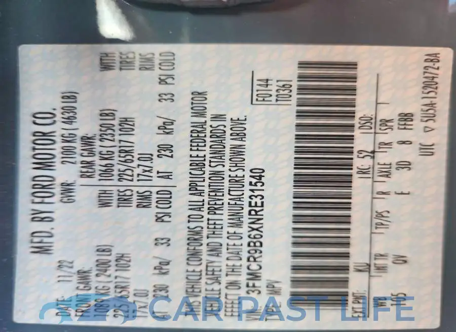 3FMCR9B6XNRE31540# 12