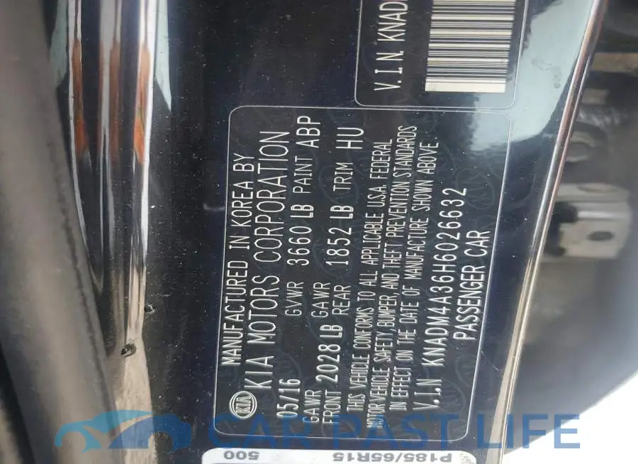 KNADM4A36H6026632# 12