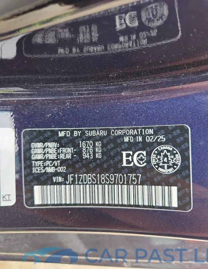 JF1ZDBS18S9701757# 12