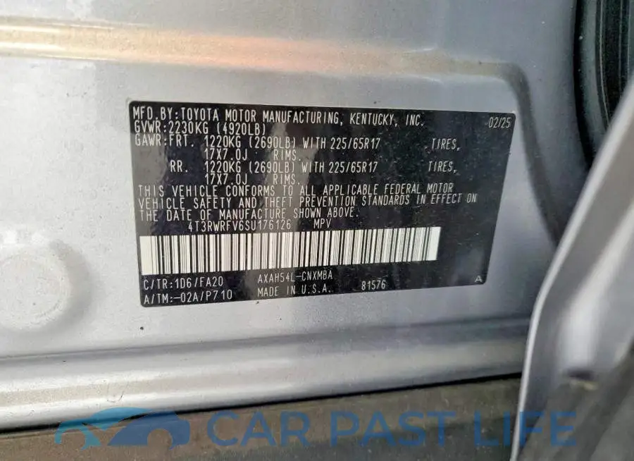 4T3RWRFV6SU176126# 13